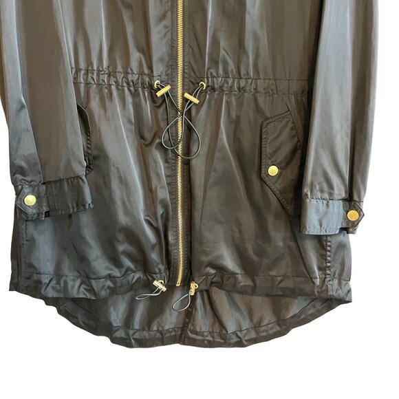 Michael Kors MK Drawcord Full Zip Hooded Anorak Jacket Black Size XS - Picture 4 of 9